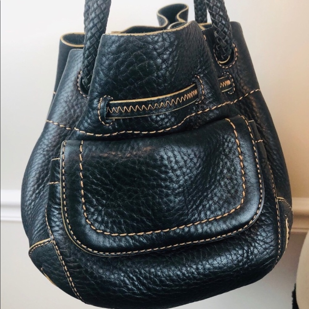 Nice Black Cole Haan Pebbled Leather Purse Tassel - Picture 7 of 9